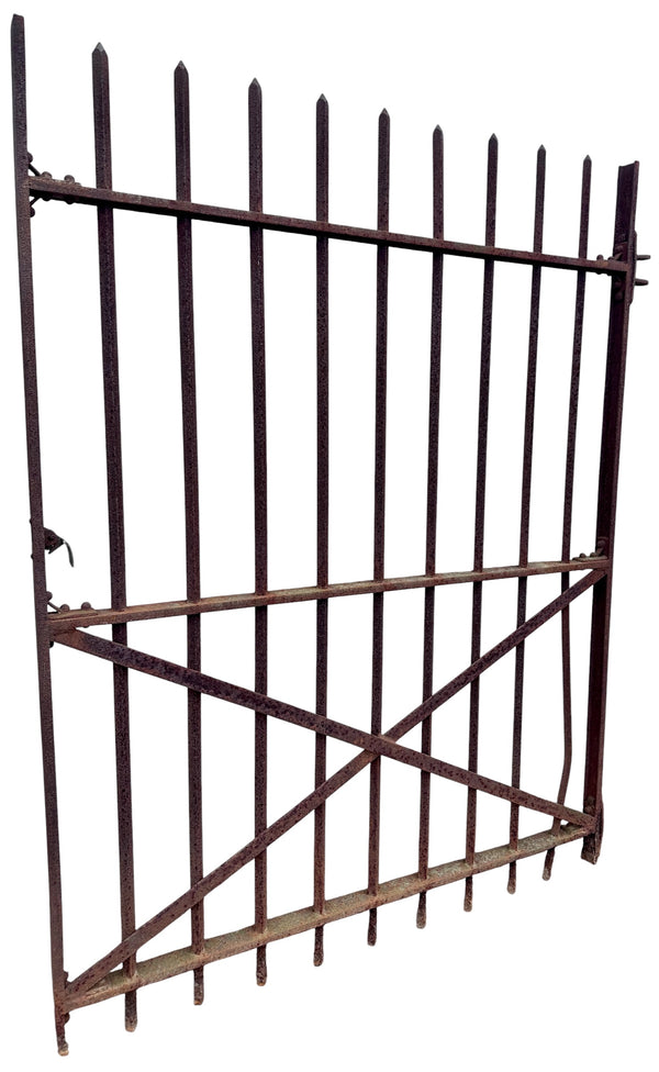 Antique Wrought Iron Gate w/ Cross-Hatch Design- 66.75" T x 50.25" W - GA21043