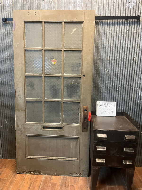 12 Pane Pebbled Chicken Wire Safety Glass Panel Door 41 3/4" x 89" GA10123