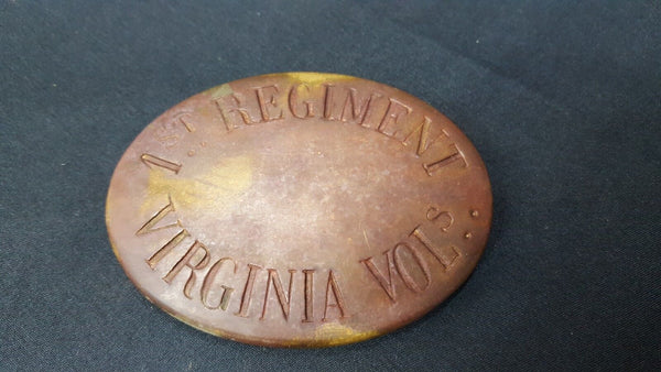 Civil War Reproduction Brass Oval 1st Regiment Virginia Volunteers Belt Buckle