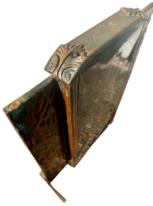 Antique Art Deco 3-Panel Steel Fireplace Screen w/ Lacquered Finish GA20682