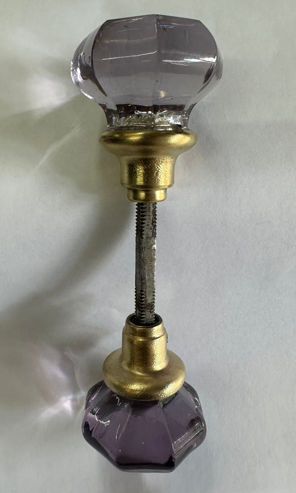 8- Point Crystal Amethyst Glass Door Knob Set GA20321