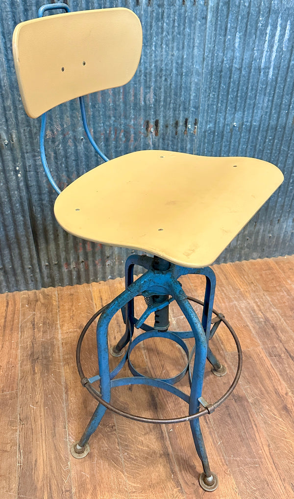 Vintage Toledo Metal Furniture Co. Work Stool w/ Backrest GA20532
