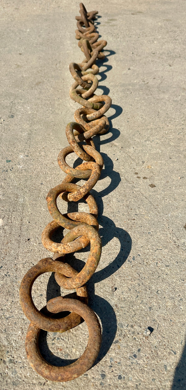 33 Ft of Antique Industrial Iron Round Link Chain GA20919