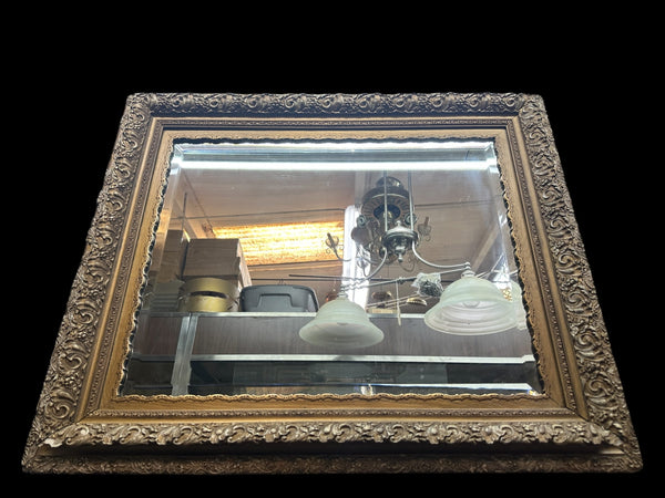 Antique 19th Century Gilt Wood Framed Mirror w/ Beveled Glass GA20851