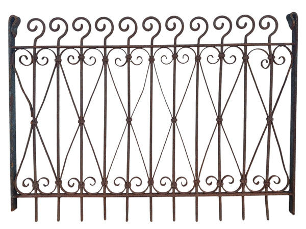 Antique Wrought Iron Garden Gate w/ Scrollwork - 46" W x 33" T - GA20974