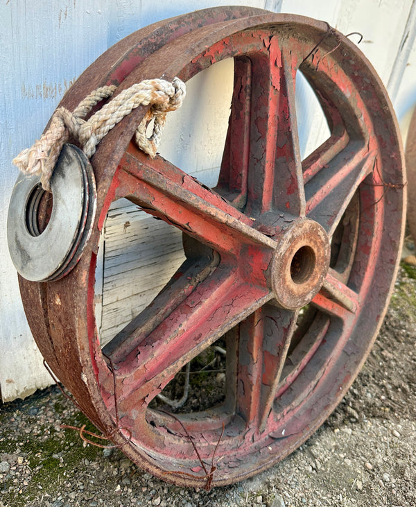 Pair of Industrial Cast Iron Pulley Wheels GA20939