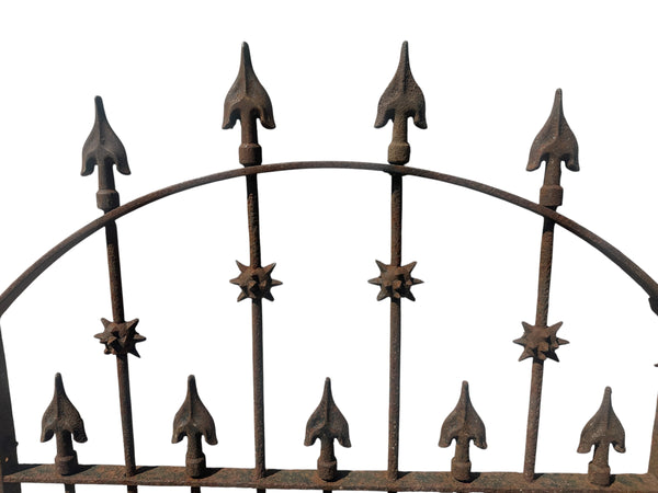 Antique Wrought Iron Gate w/ Arrow and Spike Finials - 33" W x 38.5" T - GA20969