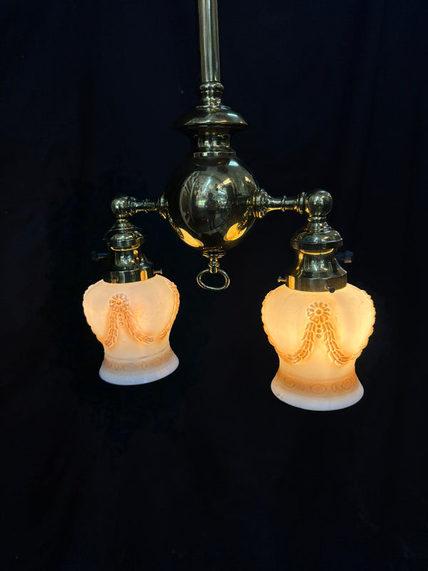 Brass 2-Light Chandelier with Shades GA21193