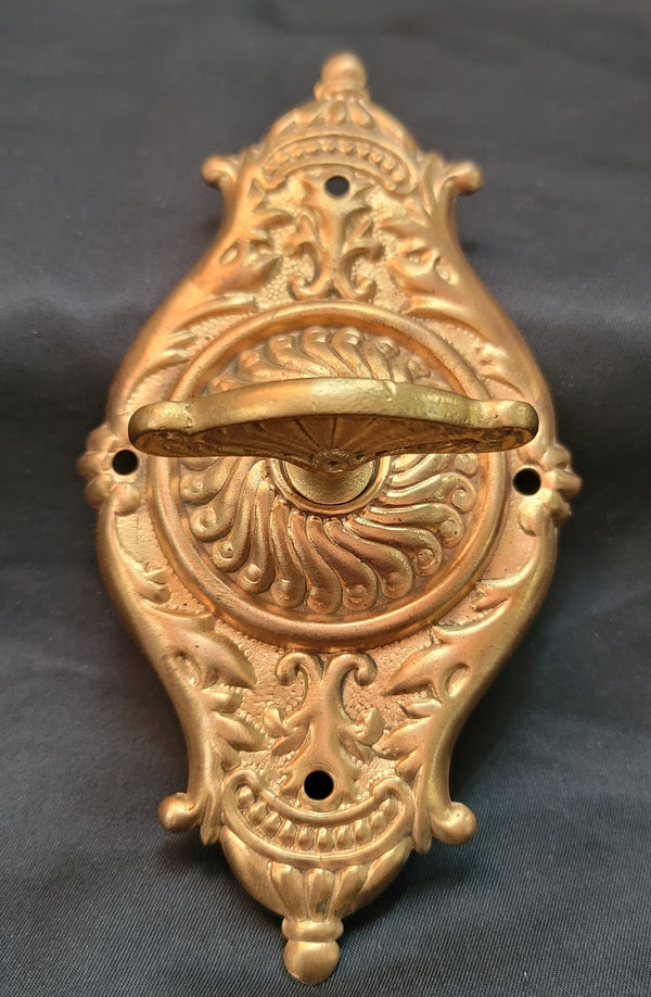 Restored Ornate Victorian Door Bell Turn & Backplate 5 3/8"2 3/4" GS00856