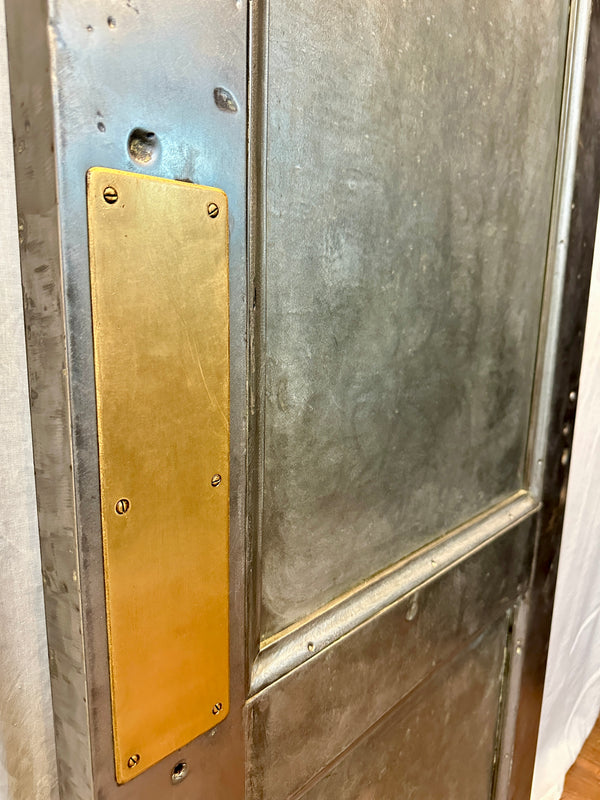 2-Panel Galvanized Steel Door w/ Brass Push Plate GA20572