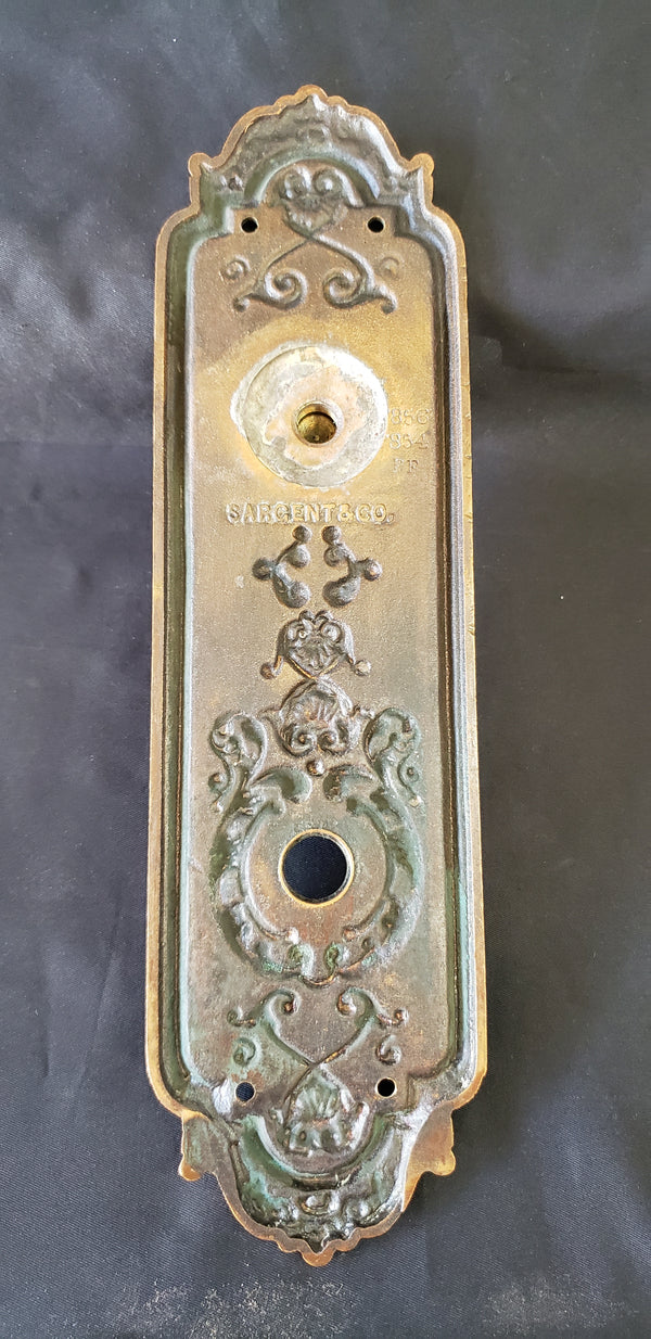 Restored Ornate Victorian Solid Brass Doorknob Backplate GA291