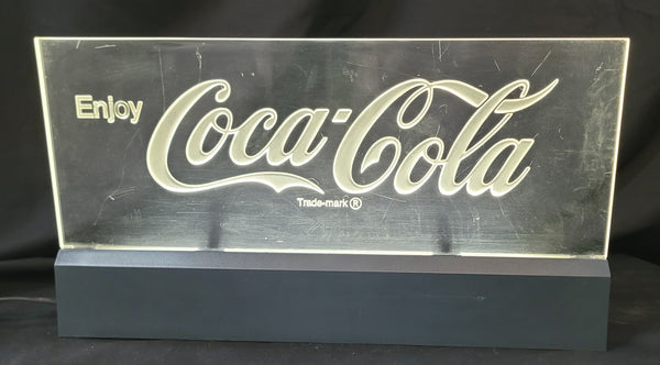1980's Acrylic Coca Cola Free Standing Light Up Sign 18 3/8" x 10" GS01079