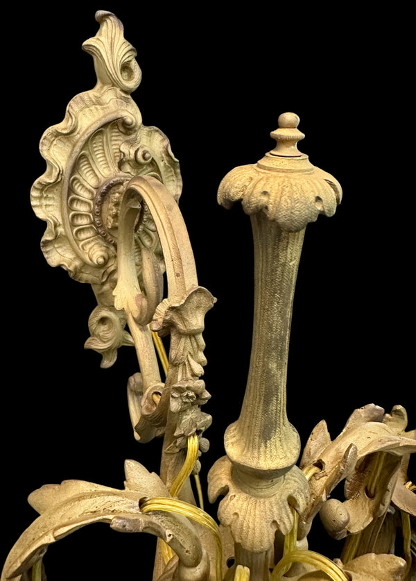 Restored Antique Solid Brass 5-Light Wall Sconce w/ Crystal Pendants GA20707