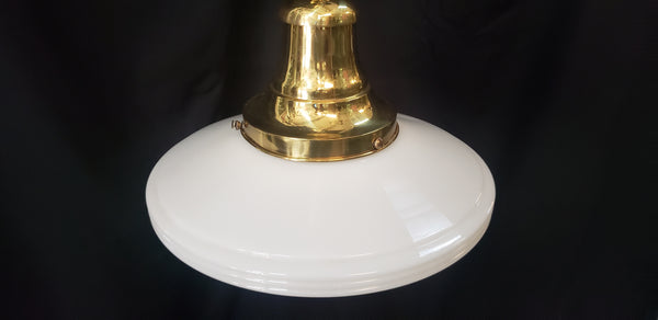 Restored Art Deco Flush Mount Pendant Light w/ Bullseye Point Shade GS01024