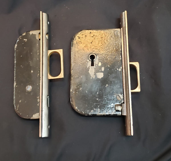 Restored Pocket Door Lock Set 5 1/2" x 3 1/2 GS01055