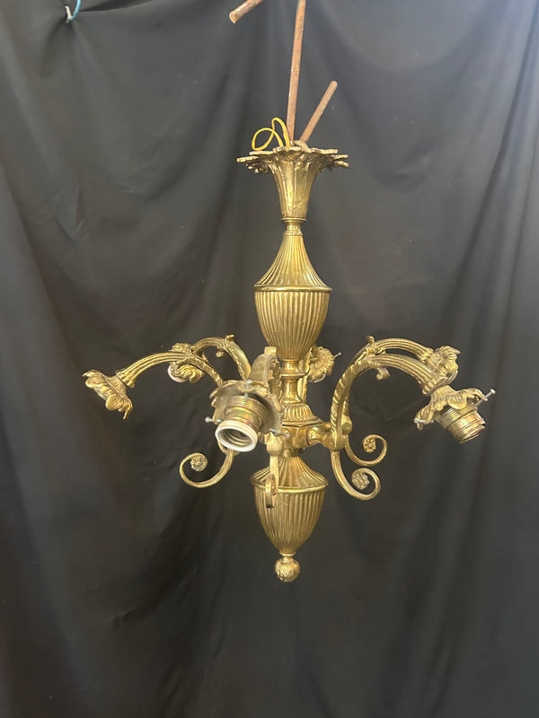 Vintage Brass Ornate 6 Light Chandelier GS011019