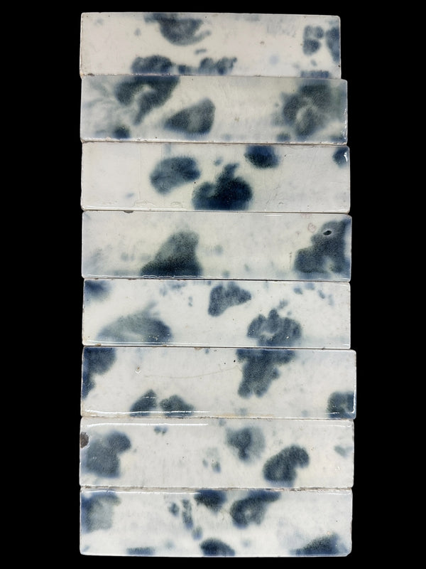 Early 20th Century C. Pardee 4.25" x 1" Blue Mottled Fireplace Tile Set GA20857