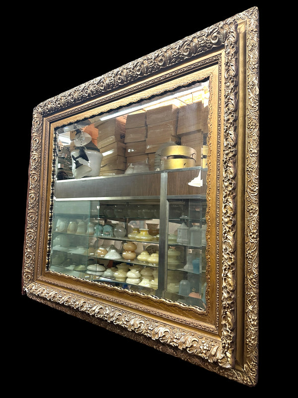 Antique 19th Century Gilt Wood Framed Mirror w/ Beveled Glass GA20851