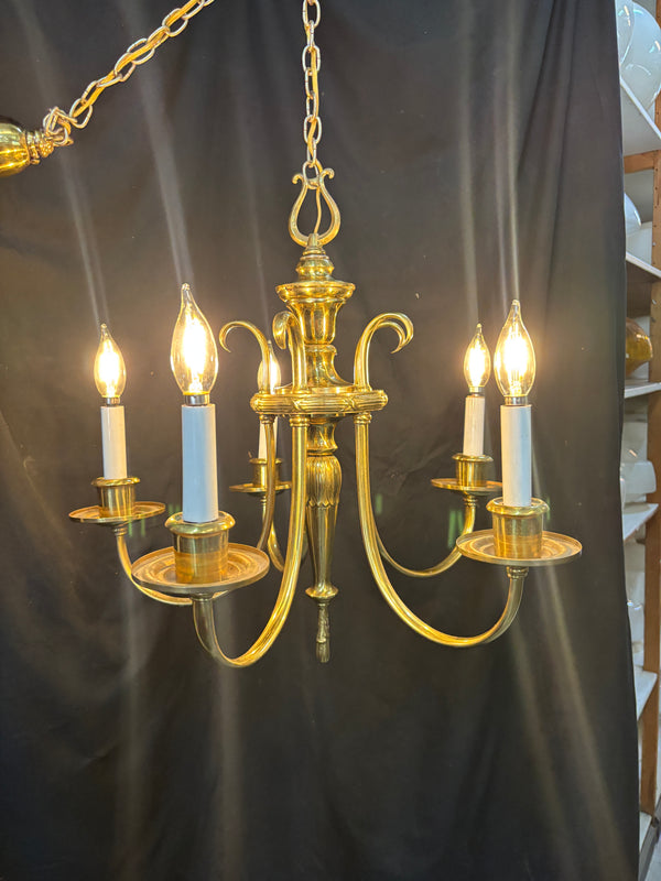Vintage Brass 5- Light Chandelier Candelabra-Style GA21157