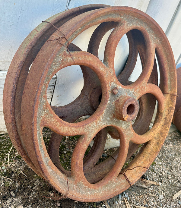 Pair of Industrial Cast Iron Cart Wheels GA20925