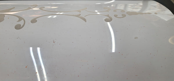Rare White Cased Etched Curved Glass Panels 24" x 10" - 7 Available! GS00759