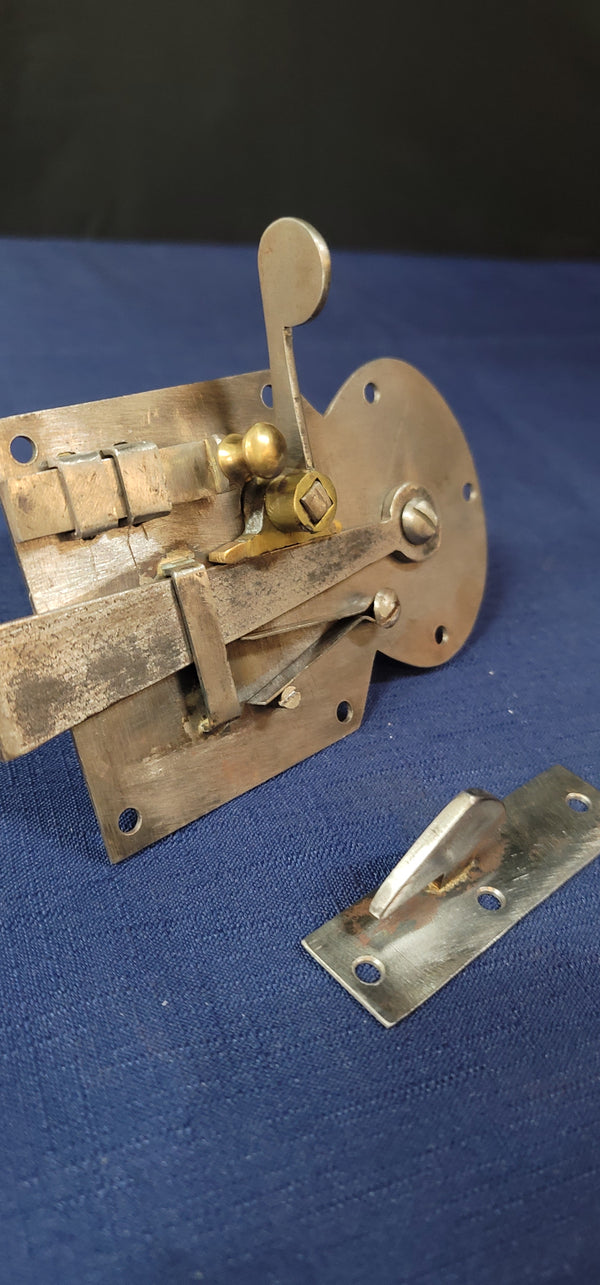 Iron & Brass Right Side Lever Rim Lock set with Keeper & Knob GS00748