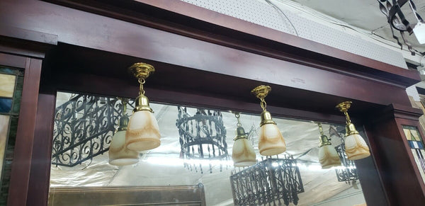 Restored 1920's Art Deco Back Bar Carrara Top Stained Glass Panels & Lighting