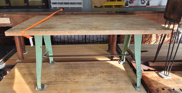 Custom Butcher Block Table Top w/ Industrial Cast Iron Legs 60" x 30" GS00838