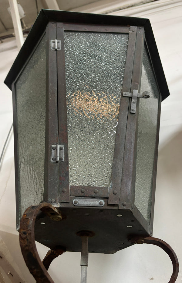 Riveted Copper Lamp Post Light with Green Patina GA21524