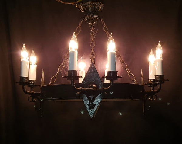 Gothic Style Wrought Iron 8 Light Chandelier 22" T x 28" GS00966