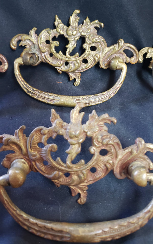 6 Solid Brass Ornate Victorian Filigree Drawer Pulls 4 3/8" x 2 1/2" GS00979