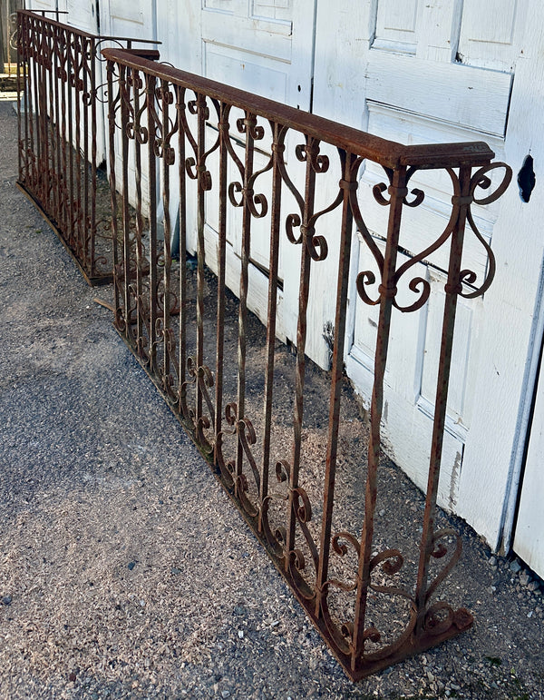 Set of 2 Three-Sided Antique Wrought Iron Balcony Railings GA20513