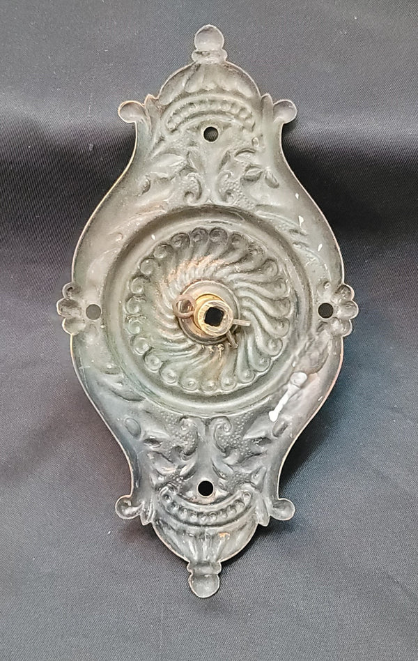 Restored Ornate Victorian Door Bell Turn & Backplate 5 3/8"2 3/4" GS00856