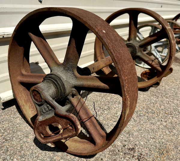 Pair of Industrial Cast Iron Cart Wheels GA20944