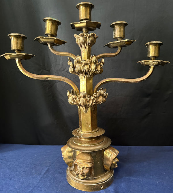 French Empire Antique Figural Brass Candelabra Pair GA20508