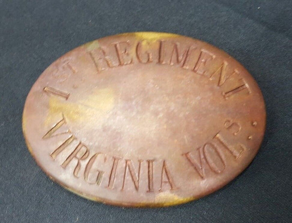 Civil War Reproduction Brass Oval 1st Regiment Virginia Volunteers Belt Buckle