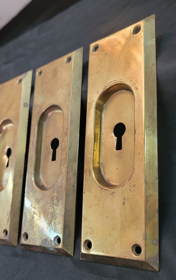 Set of 4 Brass Pocket Door Key Hole Escutcheon Plates 7" x 2 1/2" GS00860