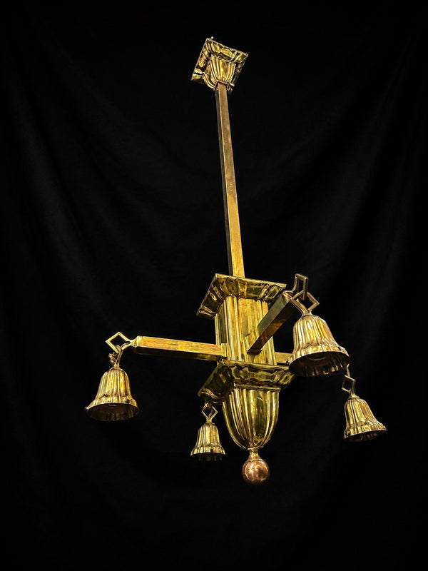 4 Light Brass Chandelier AS IS GS010984