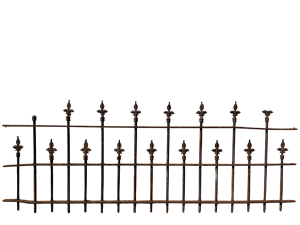 34 Ft of Antique Wrought Iron Fencing w/ Fleur-de-lis Finials GA20988