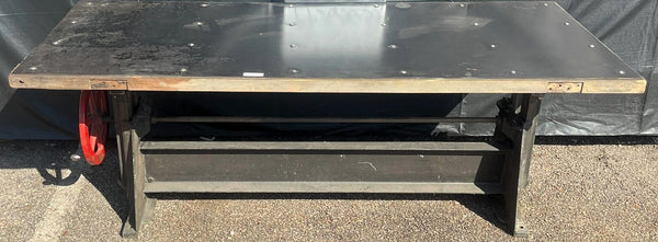 Custom Made Industrial Beach Mfg. Adjustable Crank Table 78 1/2" x 33" GS00835