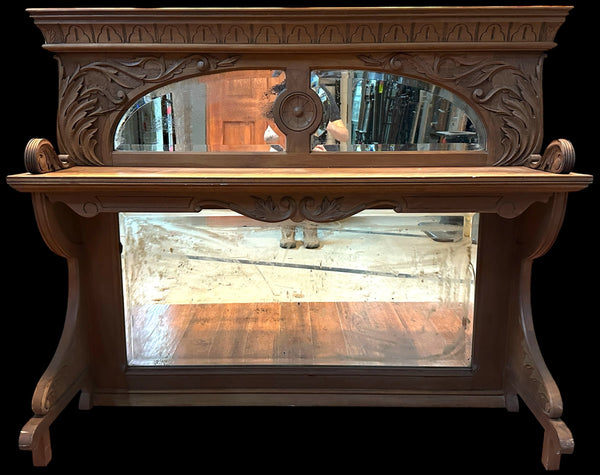 Arts&Crafts Style 2-Tiered Mantle Top w/ Mercury Glass Mirrors GA20380
