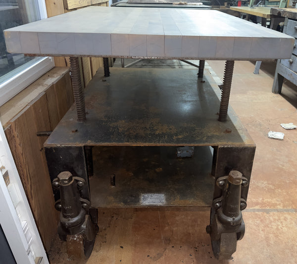 Restored 1930s American Industrial "Barrett" Die Lift Cart GA20519