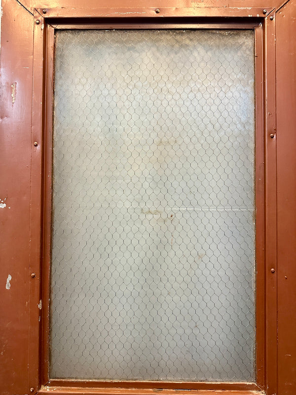 1-Pane Steel-Clad Patchwork Door w/ Striated Chicken Wire Glass GA20562