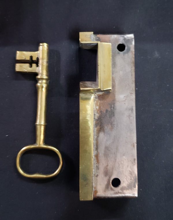 Restored Right Side Carpenter Style Rim Lock Set 6 1/4" x 4" GS00990