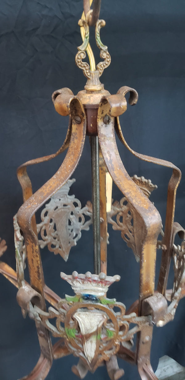Spanish Revival Style 5 Light Wrought Iron Chandelier & Matching Pendant Light GA9056