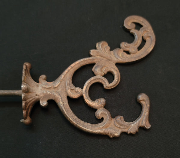 Set of 4 Cast Iron Ornate Hall Tree Hooks 4 1/2" T x 5" D GS00621