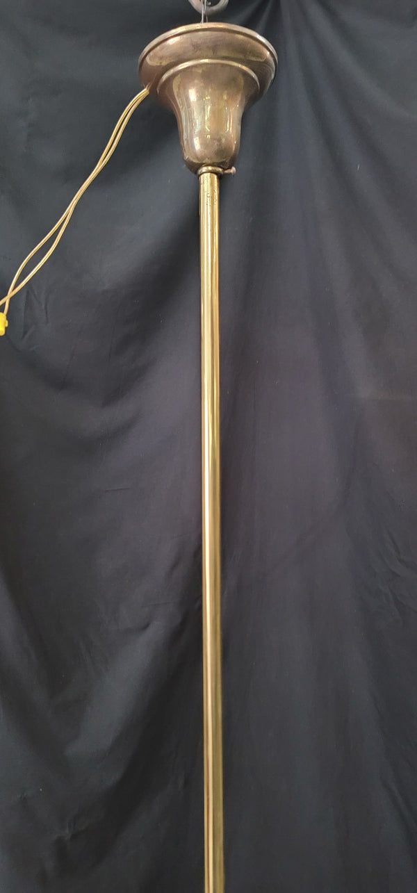 Restored Victorian 2 Light Brass Chandelier w/ Shades 19 1/2" x 45" GS00994