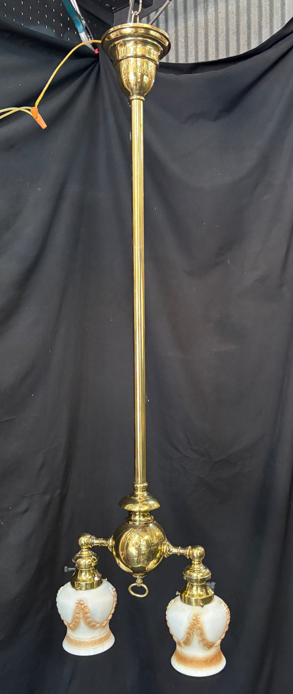 Brass 2-Light Chandelier with Shades GA21193