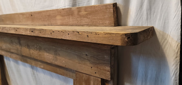 Restored 1800's Huge Heart Pine Fireplace Mantel 86" W x 58 1/2" T GS01065