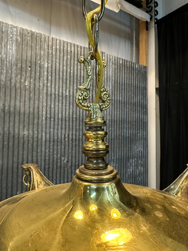 Restored Antique Brass Pan 4-Arm Chandelier GA21007
